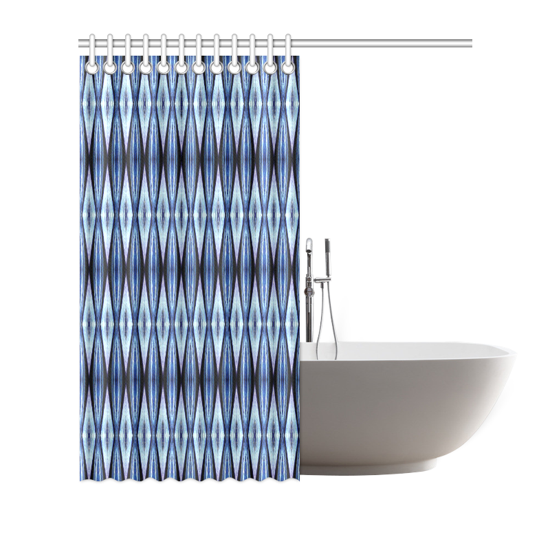 Blue White Diamond Pattern Shower Curtain 66"x72"
