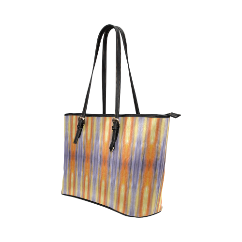 Gray Orange Stripes Pattern Leather Tote Bag/Small (Model 1651)
