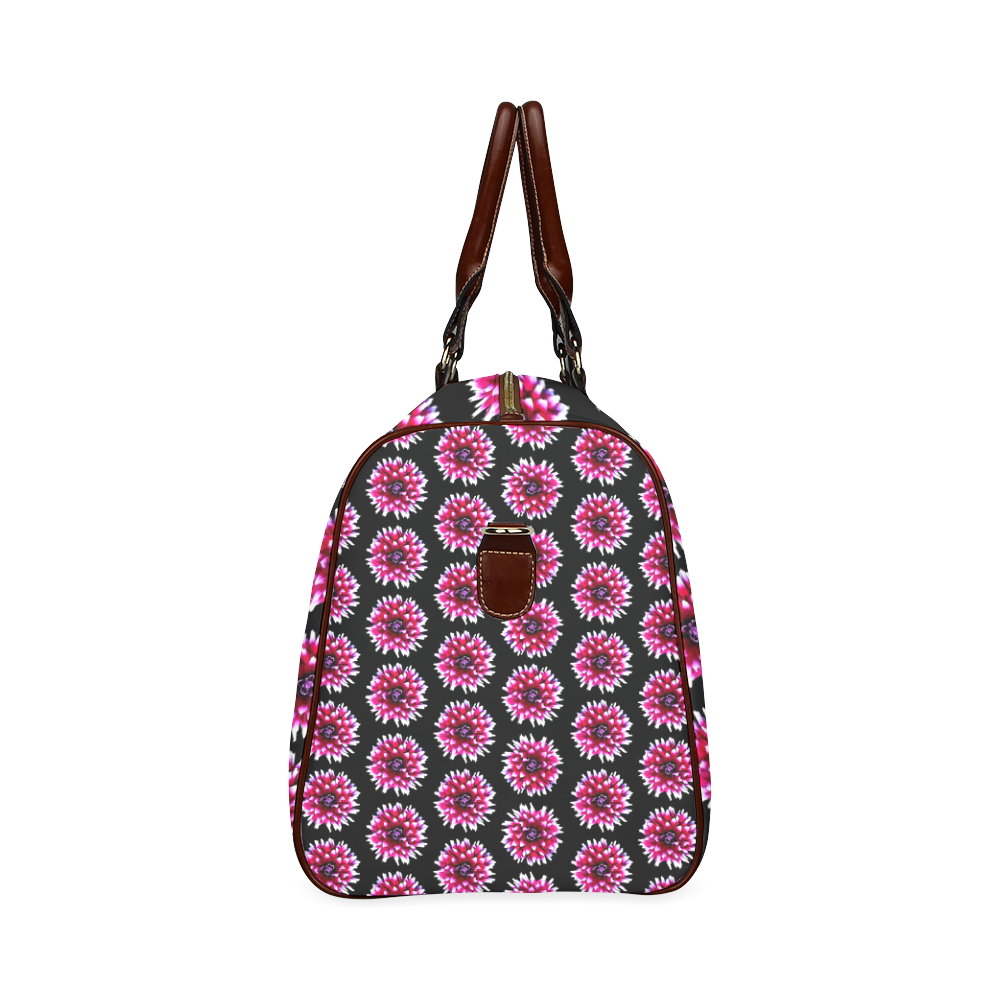 Dahlias Pattern in Pink, Red Waterproof Travel Bag/Small (Model 1639)