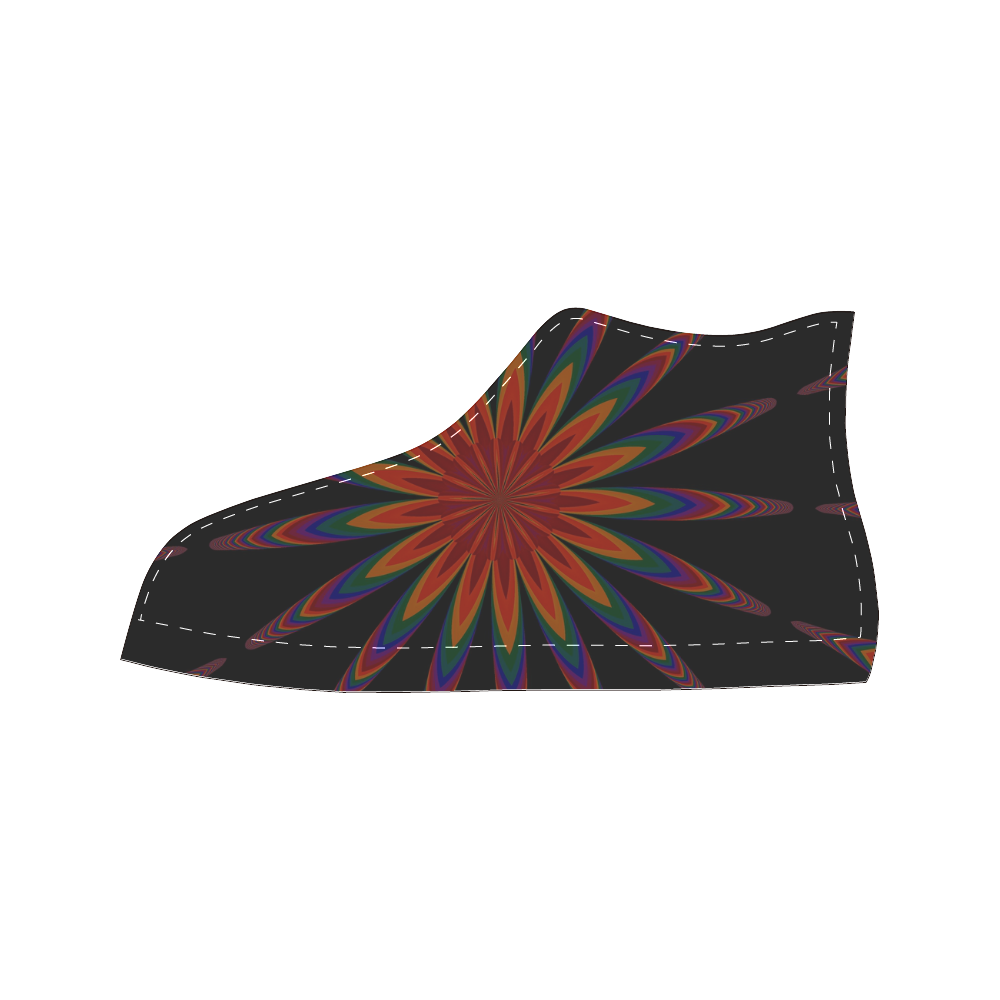 Fractal Kaleidoscope Mandala Flower Abstract 14 Men’s Classic High Top Canvas Shoes (Model 017)