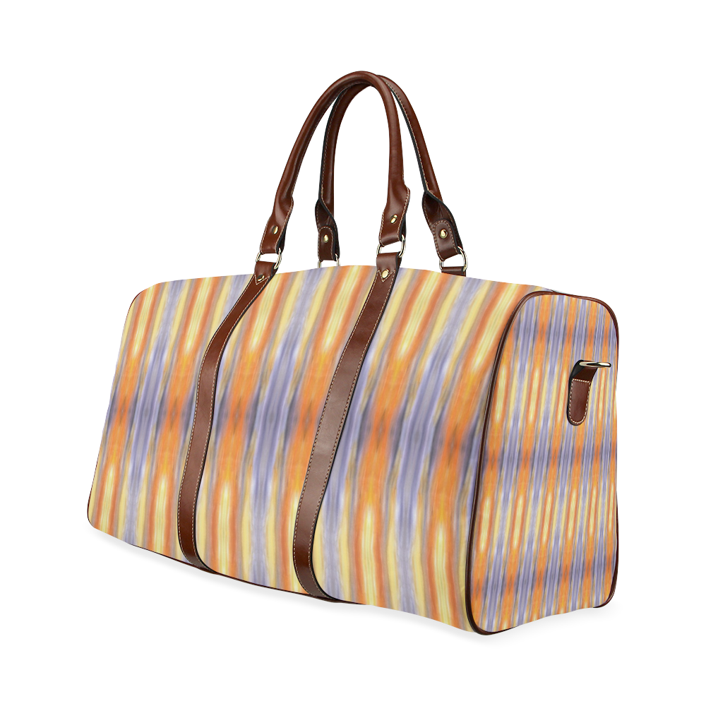 Gray Orange Stripes Pattern Waterproof Travel Bag/Small (Model 1639)