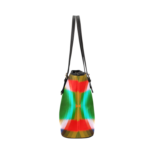 Multicolor Shimmering Fractal Design Leather Tote Bag/Small (Model 1651)