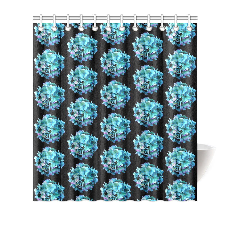 Green Blue Hydrangea Pattern Shower Curtain 66"x72"