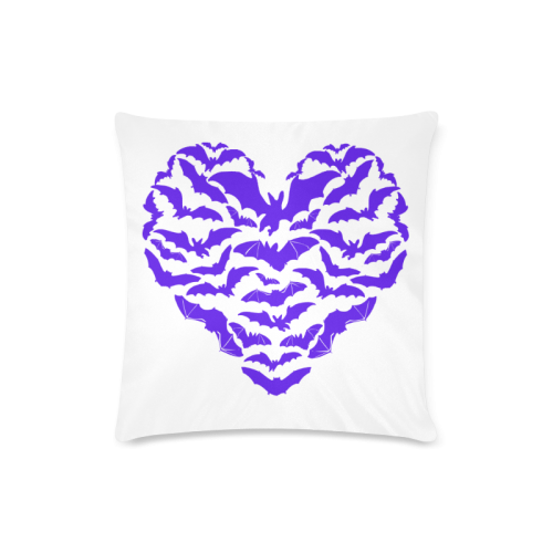 Custom Zippered Pillow Case 16x16" - Purple heartful of Bats on white Custom Zippered Pillow Case 16"x16"(Twin Sides)