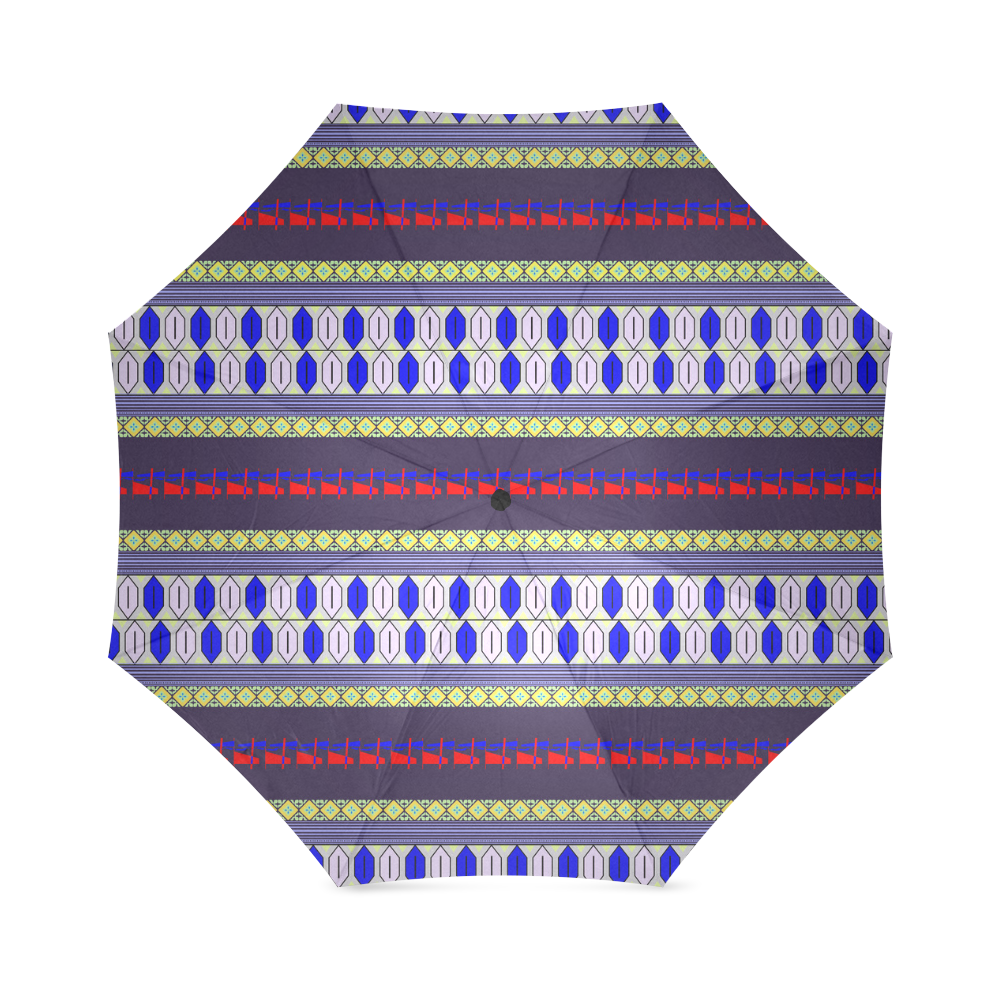 Colorful Geometric Horizontal Pattern Foldable Umbrella (Model U01)