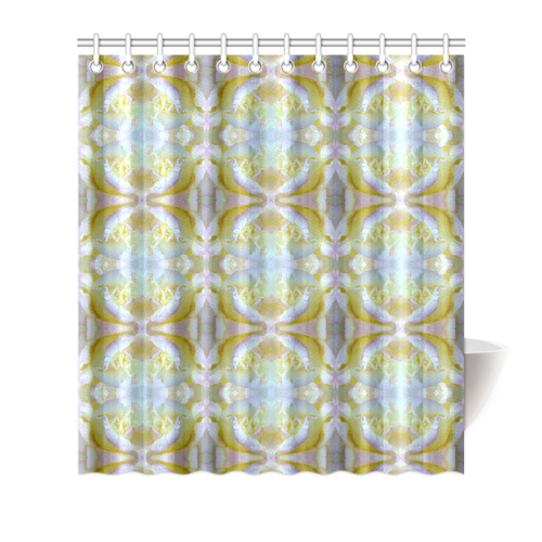 White Yellow  Pattern Shower Curtain 66"x72"