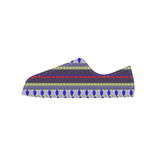 Colorful Geometric Horizontal Pattern Men's Classic Canvas Shoes (Model 018)