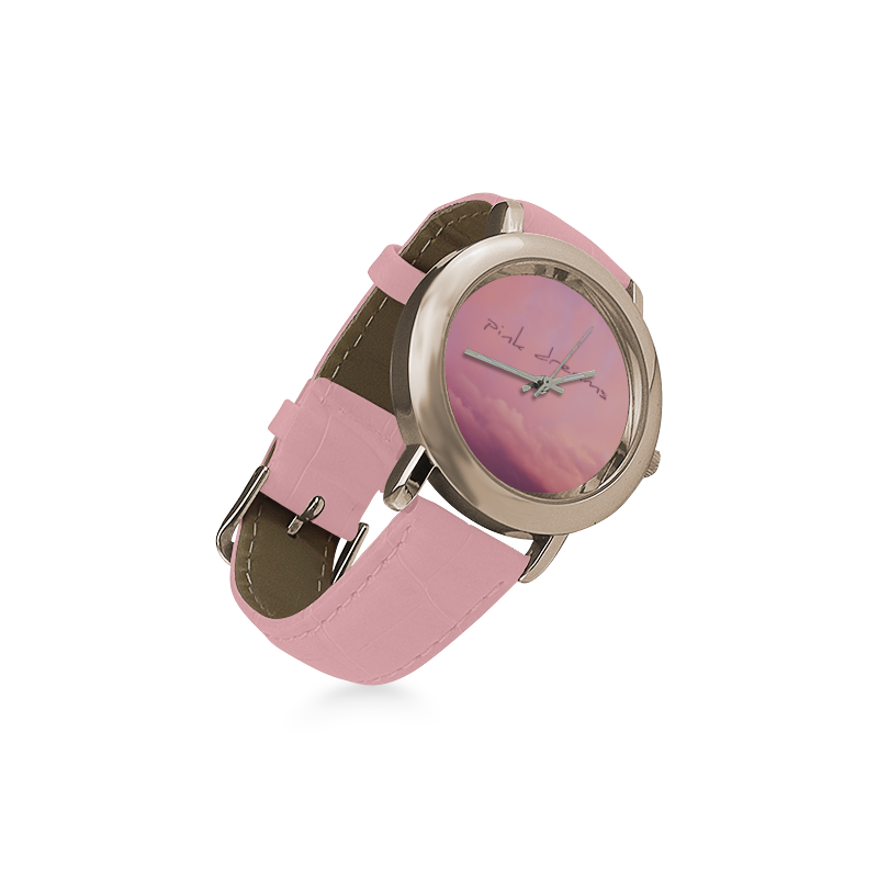 pink dreams Women's Rose Gold Leather Strap Watch(Model 201)