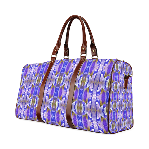Blue White Abstract Flower Pattern Waterproof Travel Bag/Small (Model 1639)