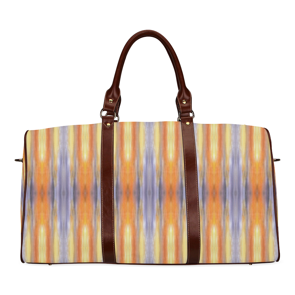 Gray Orange Stripes Pattern Waterproof Travel Bag/Large (Model 1639)