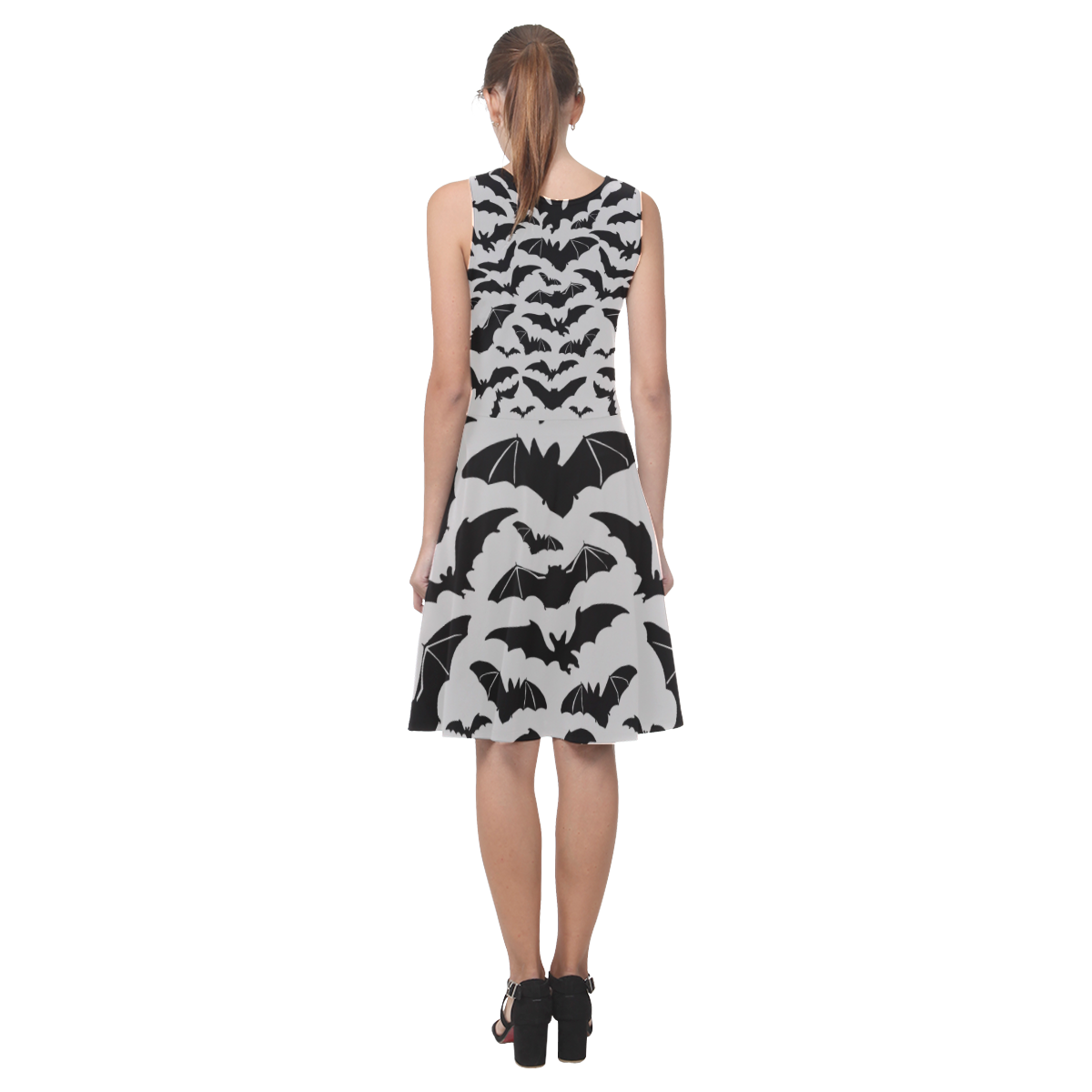 Casual sundress - model D04 Bats - Grey Atalanta Casual Sundress(Model D04)