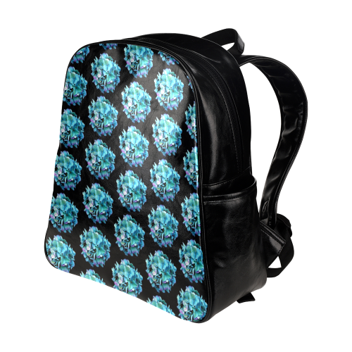 Green Blue Hydrangea Pattern Multi-Pockets Backpack (Model 1636)