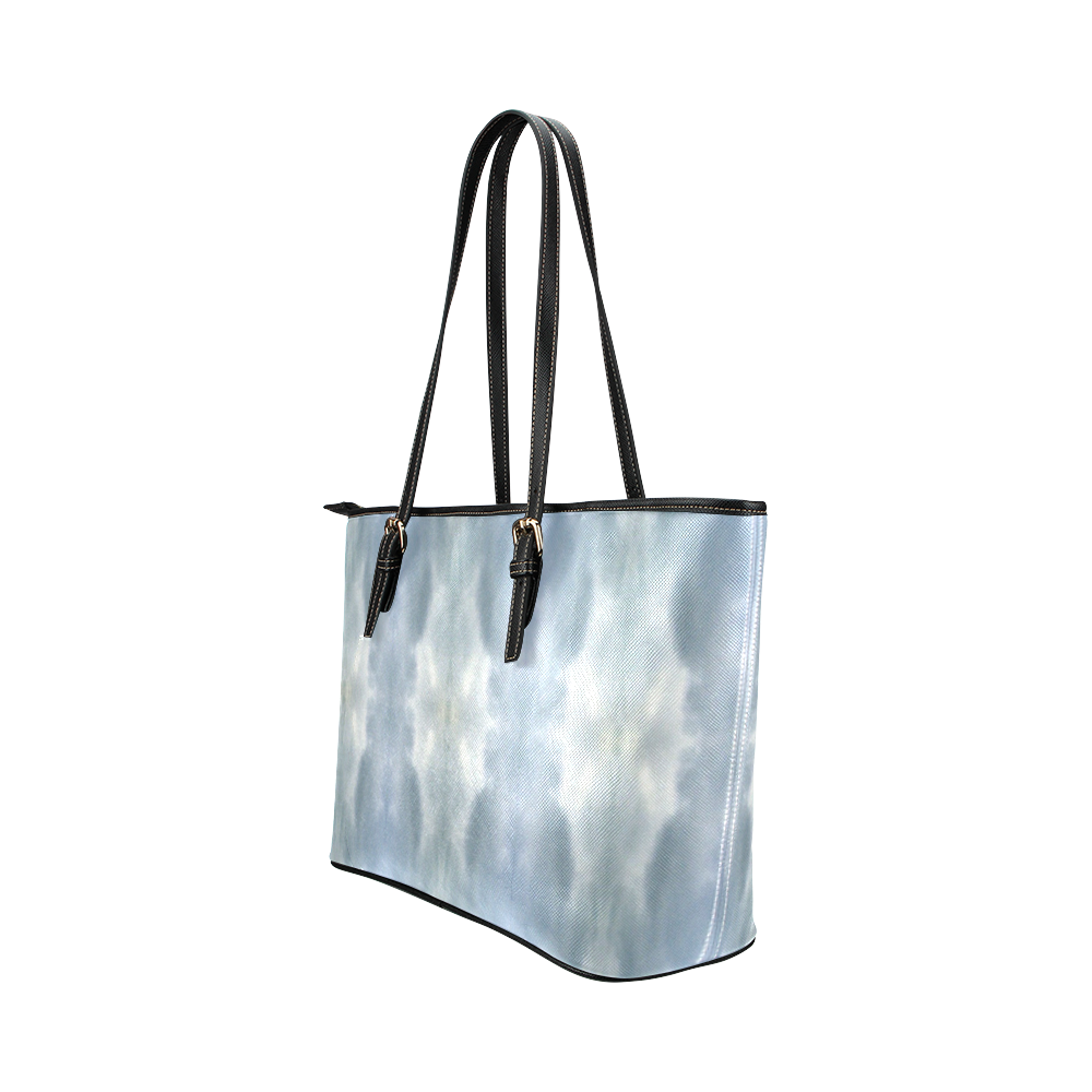Ice Crystals Abstract Pattern Leather Tote Bag/Large (Model 1651)