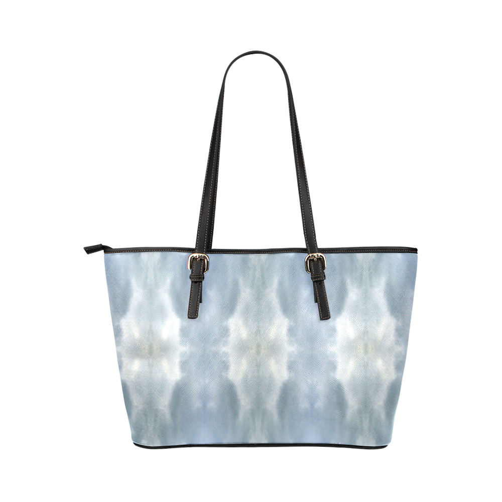 Ice Crystals Abstract Pattern Leather Tote Bag/Small (Model 1651)
