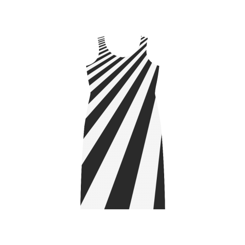 Black&White Stripes Phaedra Sleeveless Open Fork Long Dress (Model D08)