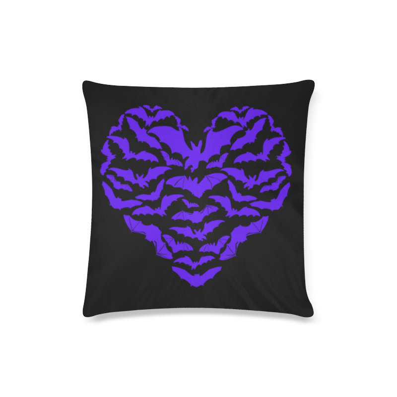 Custom Zippered Pillow Case 16x16" - Purple heartful of Bats on black Custom Zippered Pillow Case 16"x16"(Twin Sides)