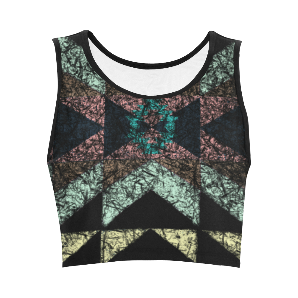 Outworn Tribal Aztec Pattern Women's Crop Top (Model T42)