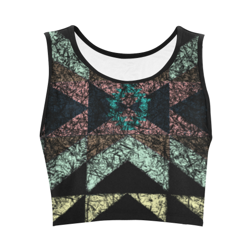 Outworn Tribal Aztec Pattern Women's Crop Top (Model T42)