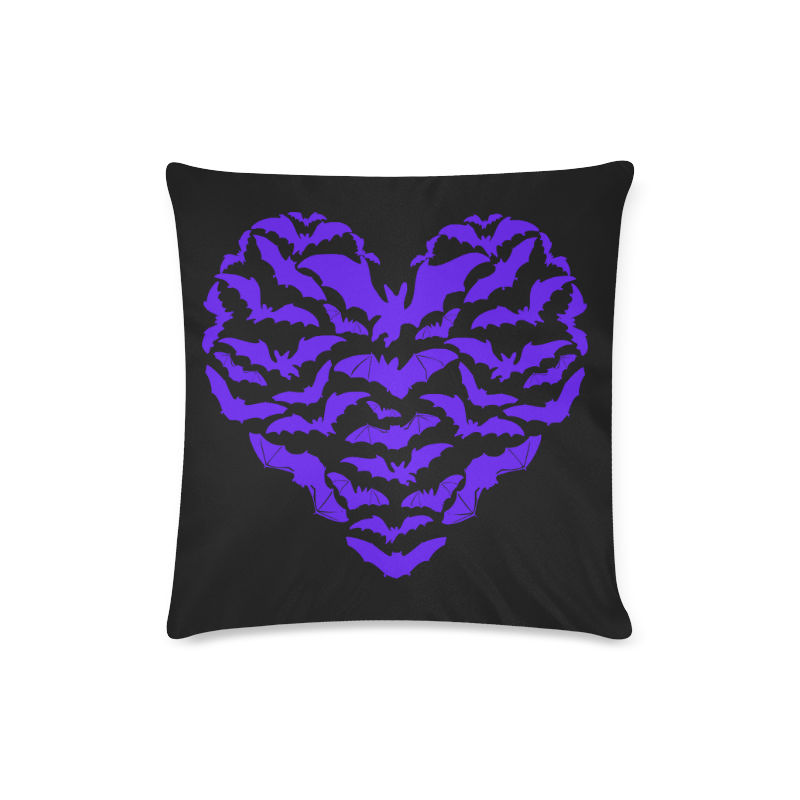 Custom Zippered Pillow Case 16x16" - Purple heartful of Bats on black Custom Zippered Pillow Case 16"x16"(Twin Sides)