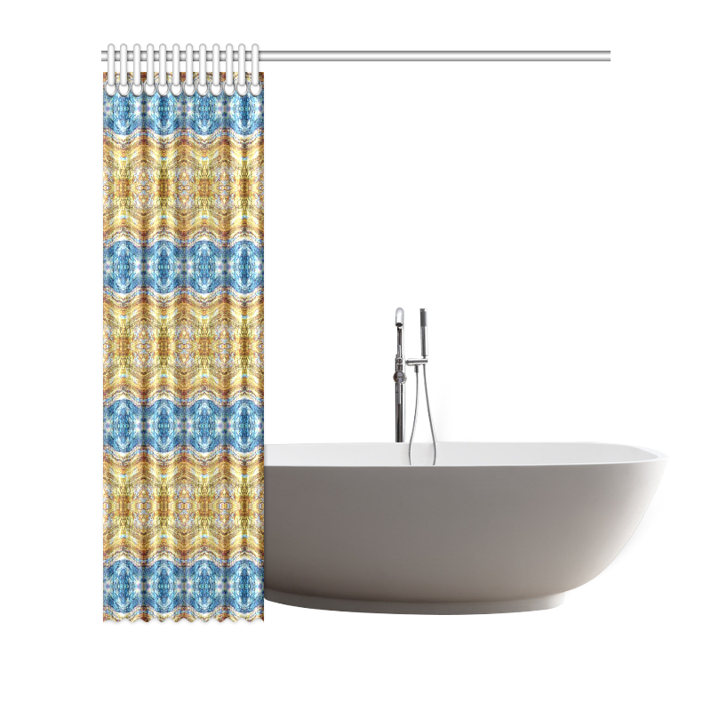 Gold and Blue Elegant Pattern Shower Curtain 66"x72"