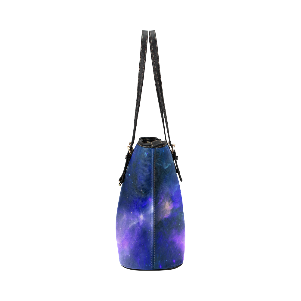 Blue Galaxy Leather Tote Bag/Small (Model 1651)
