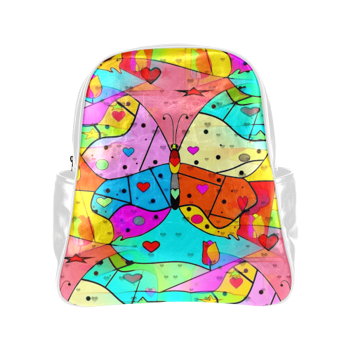 Butterfly Popart by Nico Bielow Multi-Pockets Backpack (Model 1636)