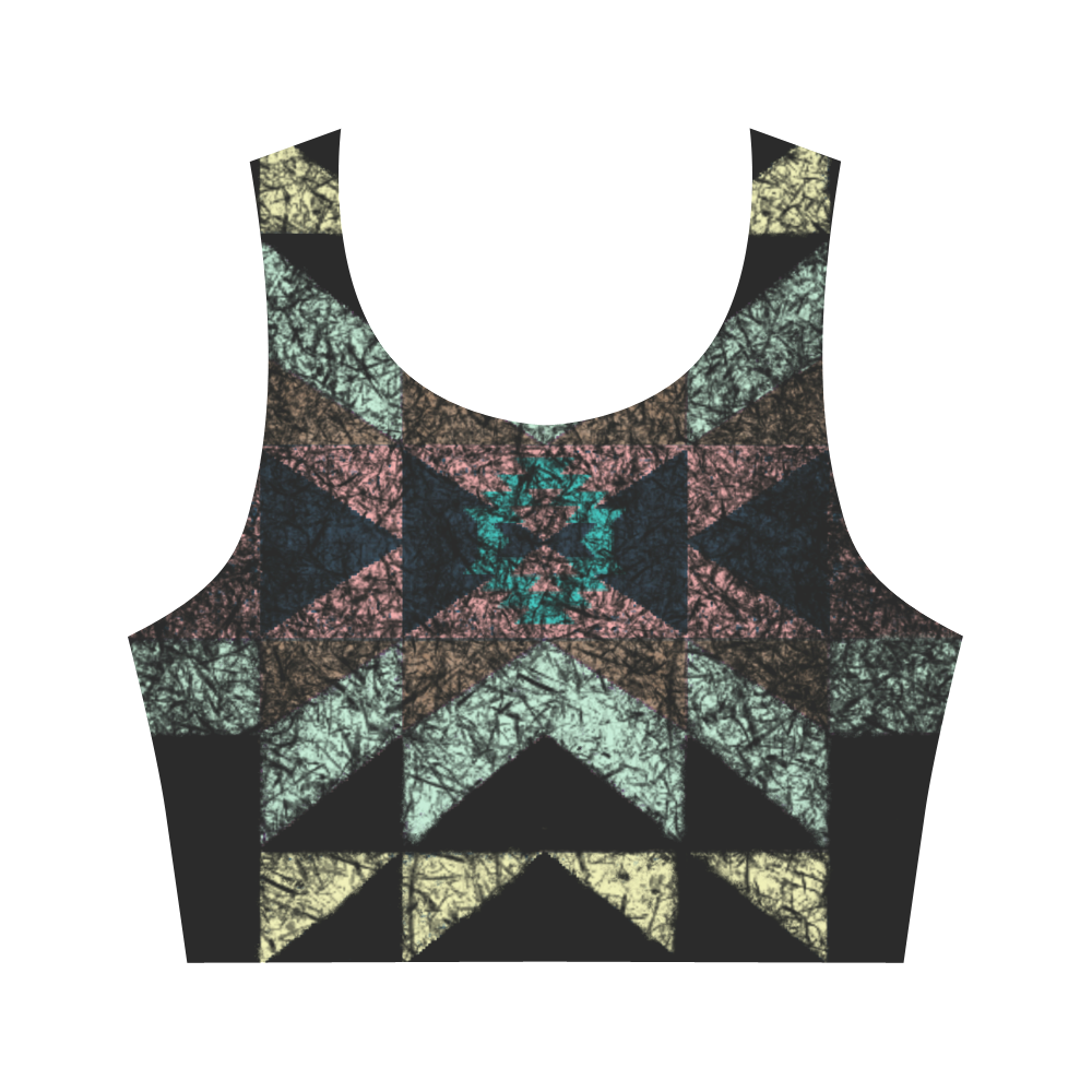 Outworn Tribal Aztec Pattern Women's Crop Top (Model T42)