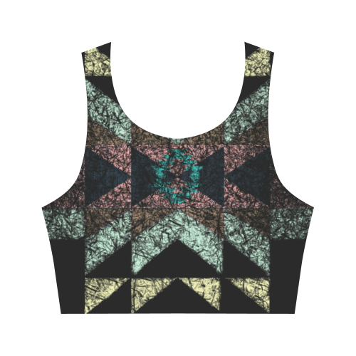 Outworn Tribal Aztec Pattern Women's Crop Top (Model T42)