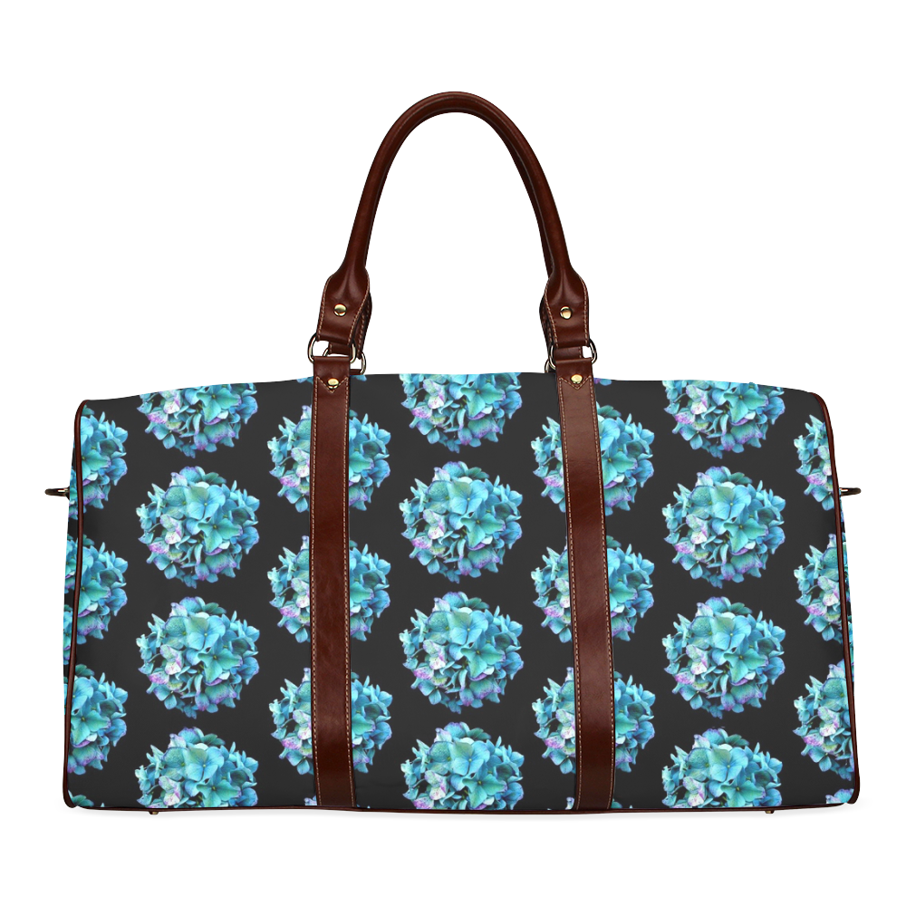 Green Blue Hydrangea Pattern Waterproof Travel Bag/Small (Model 1639)