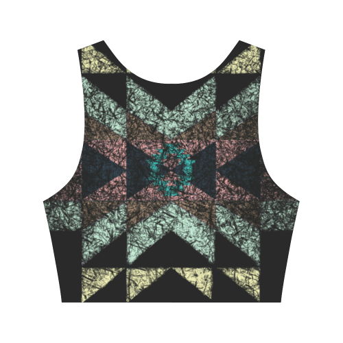 Outworn Tribal Aztec Pattern Women's Crop Top (Model T42)