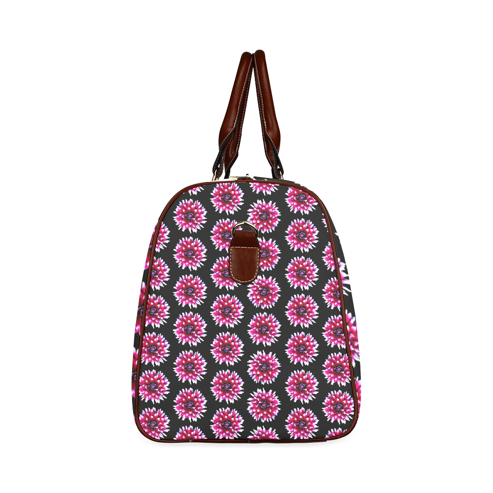 Dahlias Pattern in Pink, Red Waterproof Travel Bag/Large (Model 1639)