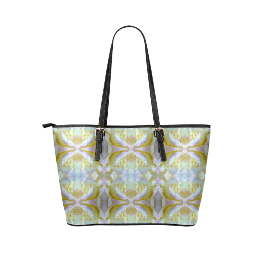 White Yellow  Pattern Leather Tote Bag/Small (Model 1651)