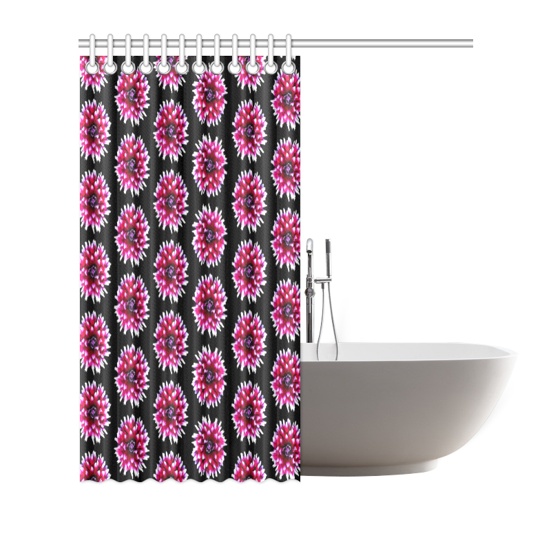 Dahlias Pattern in Pink, Red Shower Curtain 66"x72"