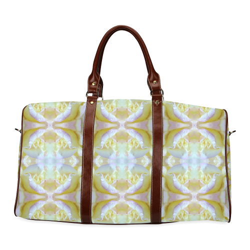 White Yellow  Pattern Waterproof Travel Bag/Small (Model 1639)