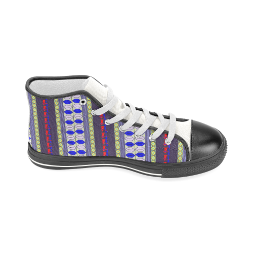 Colorful Geometric Horizontal Pattern Men’s Classic High Top Canvas Shoes (Model 017)