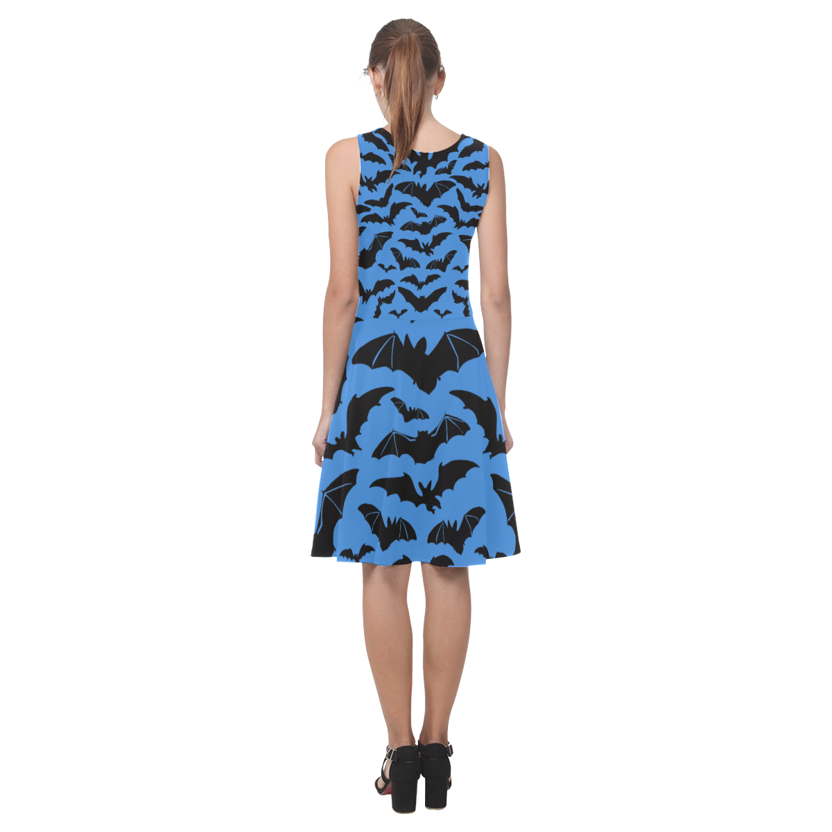 Casual sundress - model D04 Bats - Blue Atalanta Casual Sundress(Model D04)