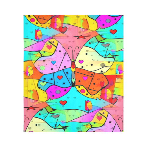 Butterfly Popart by Nico Bielow Cotton Linen Wall Tapestry 51"x 60"