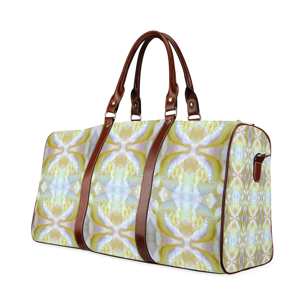 White Yellow  Pattern Waterproof Travel Bag/Large (Model 1639)