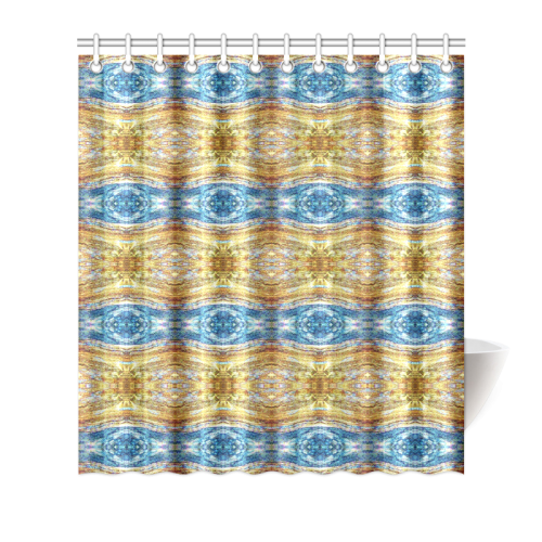 Gold and Blue Elegant Pattern Shower Curtain 66"x72"