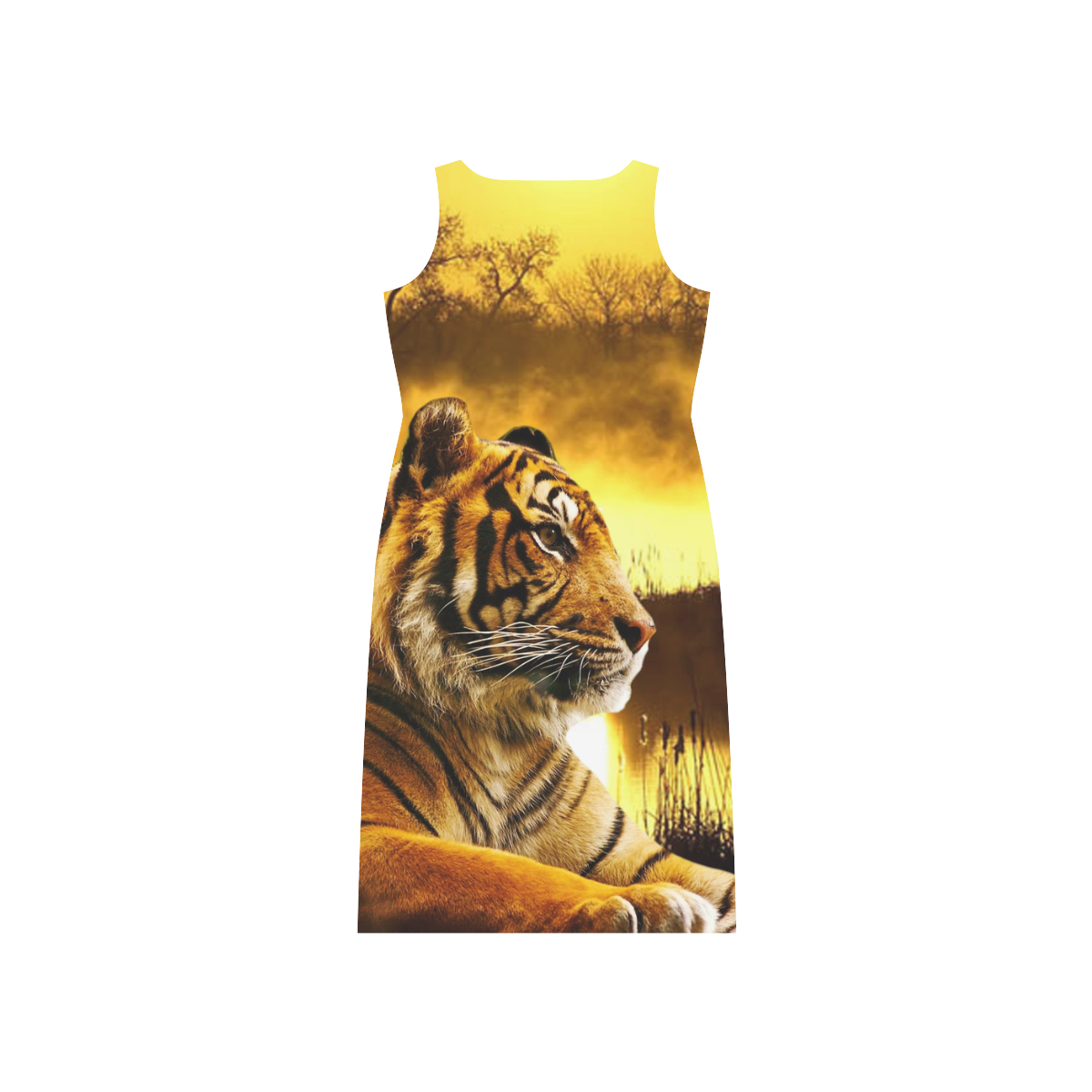 Tiger and Sunset Phaedra Sleeveless Open Fork Long Dress (Model D08)