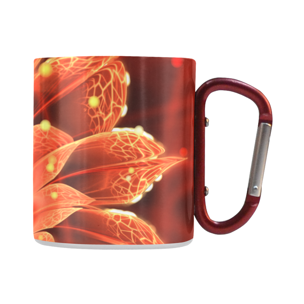 Fiery Fractal Camping Mug -- Red Dahlia Fractal Flower with Beautiful Bokeh Classic Insulated Mug(10.3OZ)