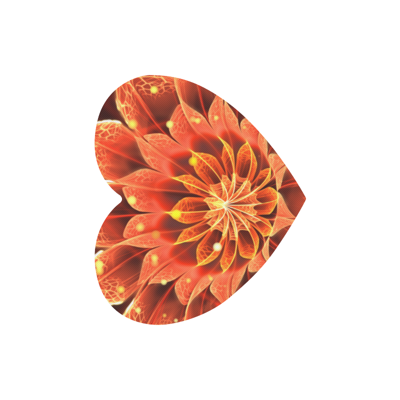 Fiery Heart-Shaped Mousepad -- Red Dahlia Fractal Flower with Beautiful Bokeh Heart-shaped Mousepad