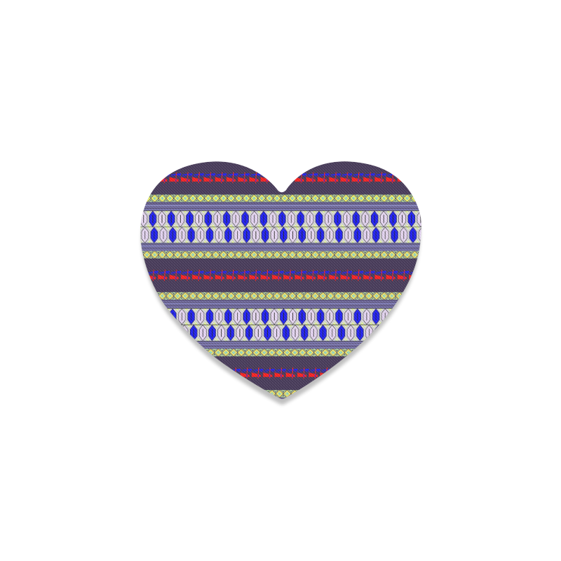 Colorful Geometric Horizontal Pattern Heart Coaster