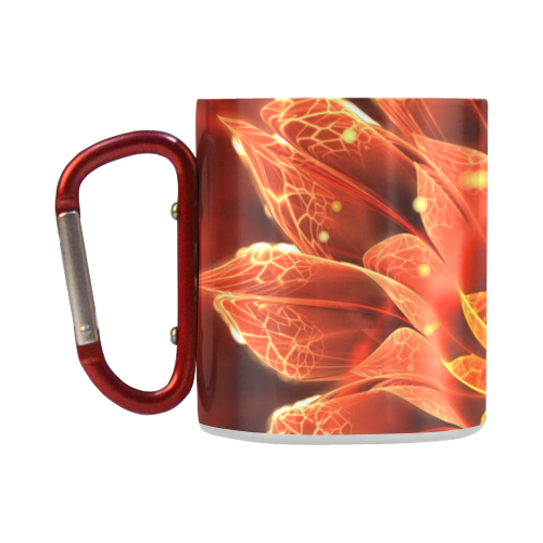 Fiery Fractal Camping Mug -- Red Dahlia Fractal Flower with Beautiful Bokeh Classic Insulated Mug(10.3OZ)
