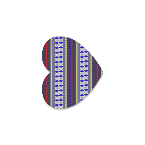 Colorful Geometric Horizontal Pattern Heart Coaster