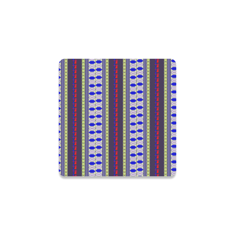 Colorful Geometric Horizontal Pattern Square Coaster