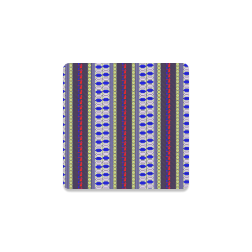 Colorful Geometric Horizontal Pattern Square Coaster