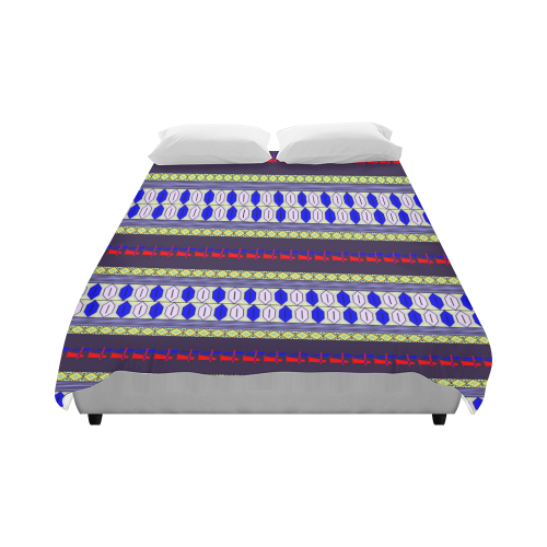 Colorful Geometric Horizontal Pattern Duvet Cover 86"x70" ( All-over-print)