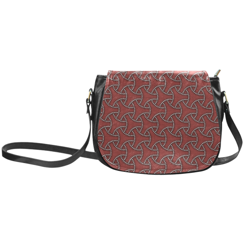 Seven Treasures dark red dramatic Japanese textile pattern Classic Saddle Bag/Large (Model 1648)
