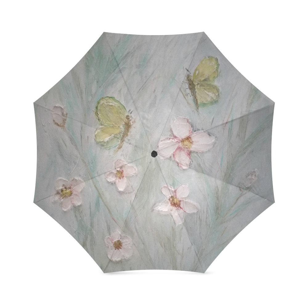 Yellow Butterfly Rain Foldable Umbrella (Model U01)